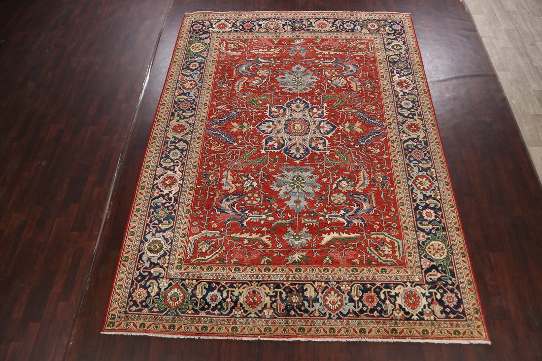 Floral Heriz Serapi Vegetable Dye Oriental Area Rug 9x12