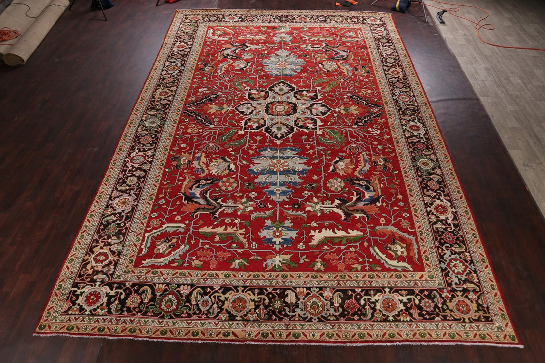 Heriz Serapi Vegetable Dye Large Red Rug 12x18
