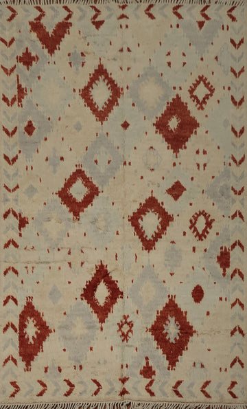 Rustic Moroccan Area Rug 6x9 with Authentic Geometric Patterns
