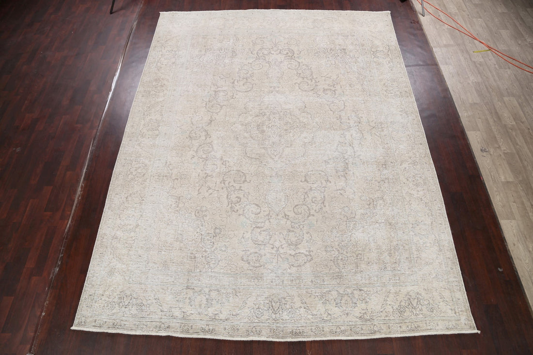 Distressed Floral Tabriz Persian Area Rug 10x13
