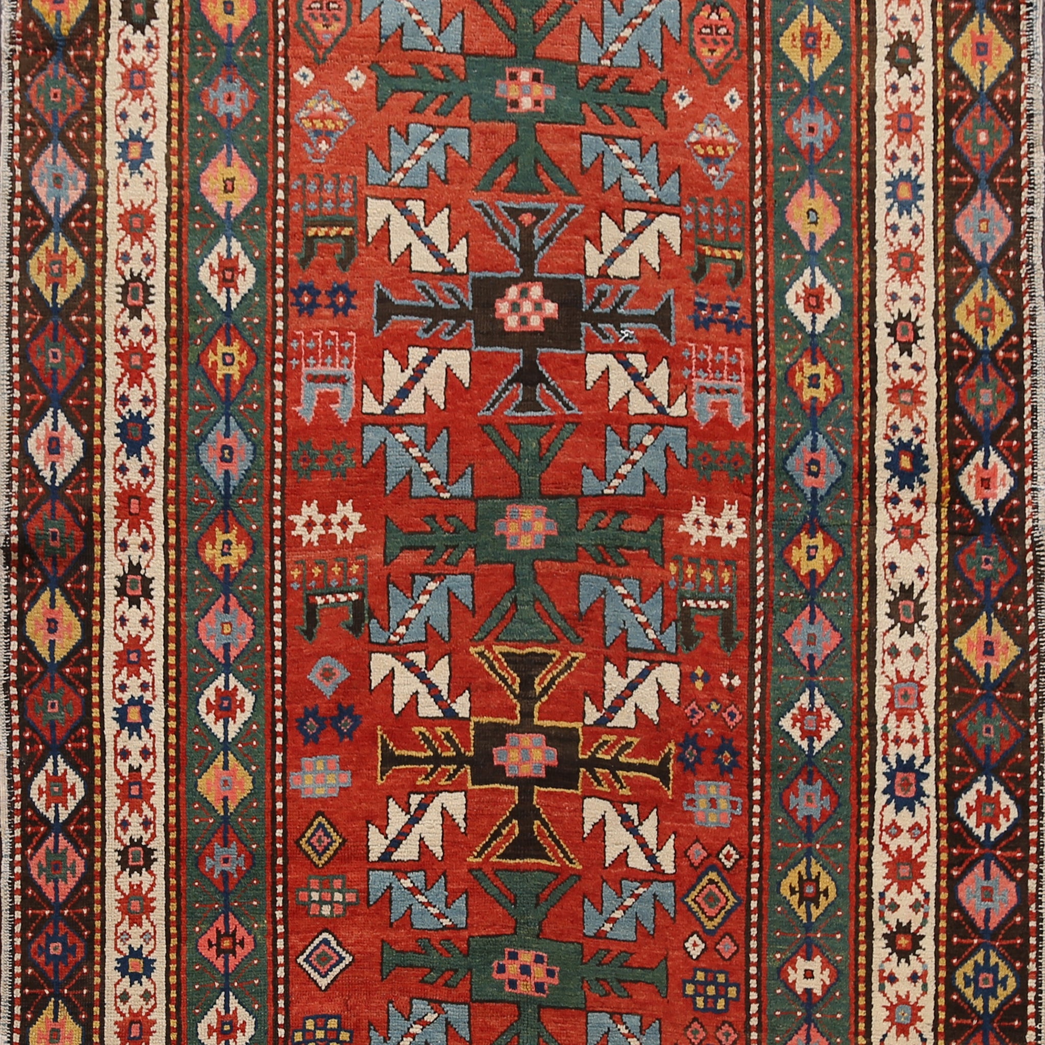 Pre-1900 Antique Vegetable Dye Kazak Oriental Area Rug 4x7