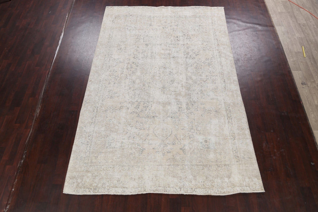 Distressed Natural Tabriz Persian Area Rug 7x11