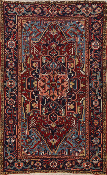Geometric Heriz Serapi Persian Area Rug 5x6