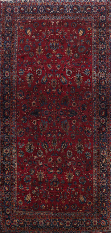 Pre-1900 Antique Vegetable Dye Kerman Lavar Persian Rug 10x18