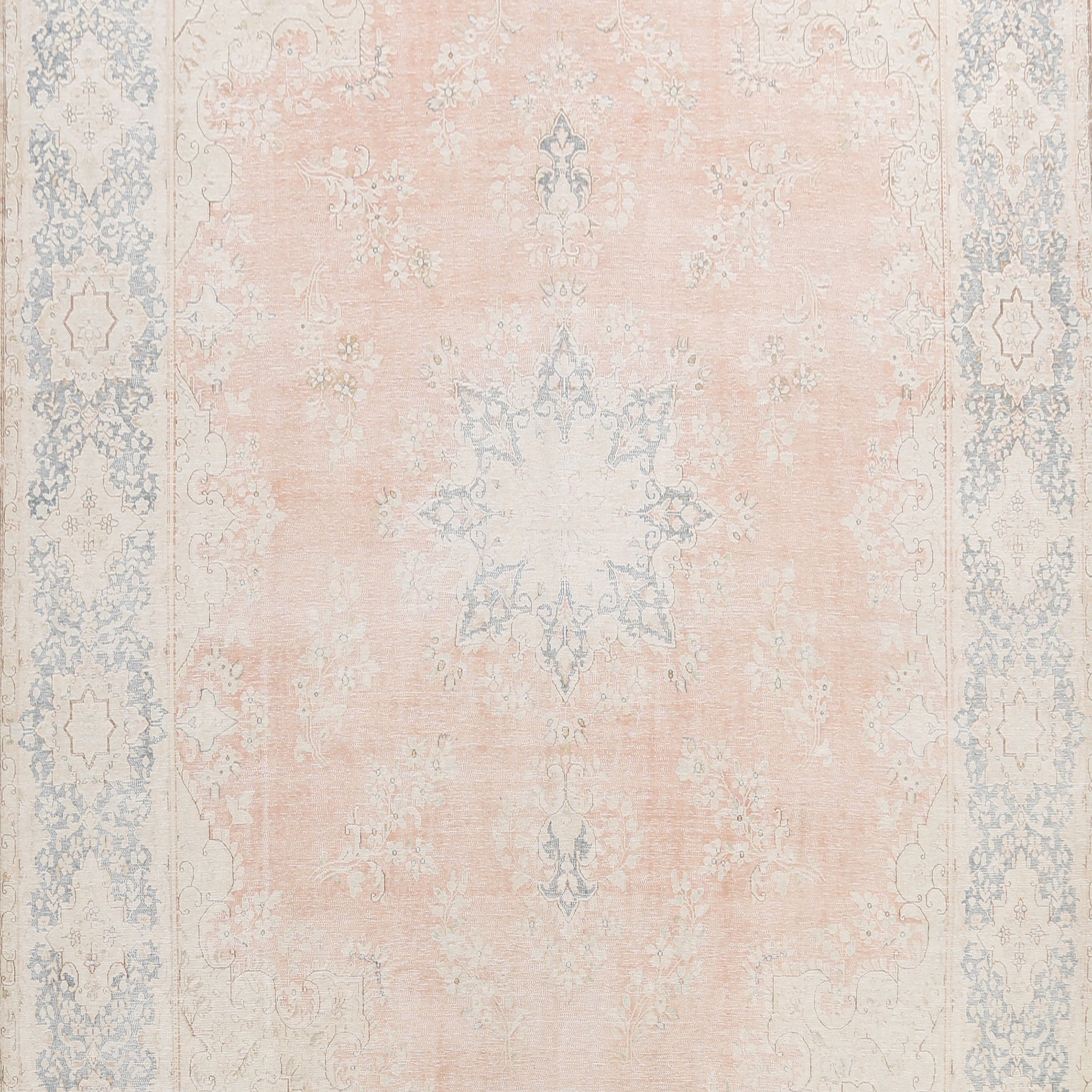Muted Distressed Floral Kerman Persian Area Rug 10x13