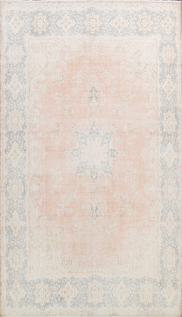 Muted Distressed Floral Kerman Persian Area Rug 10x13