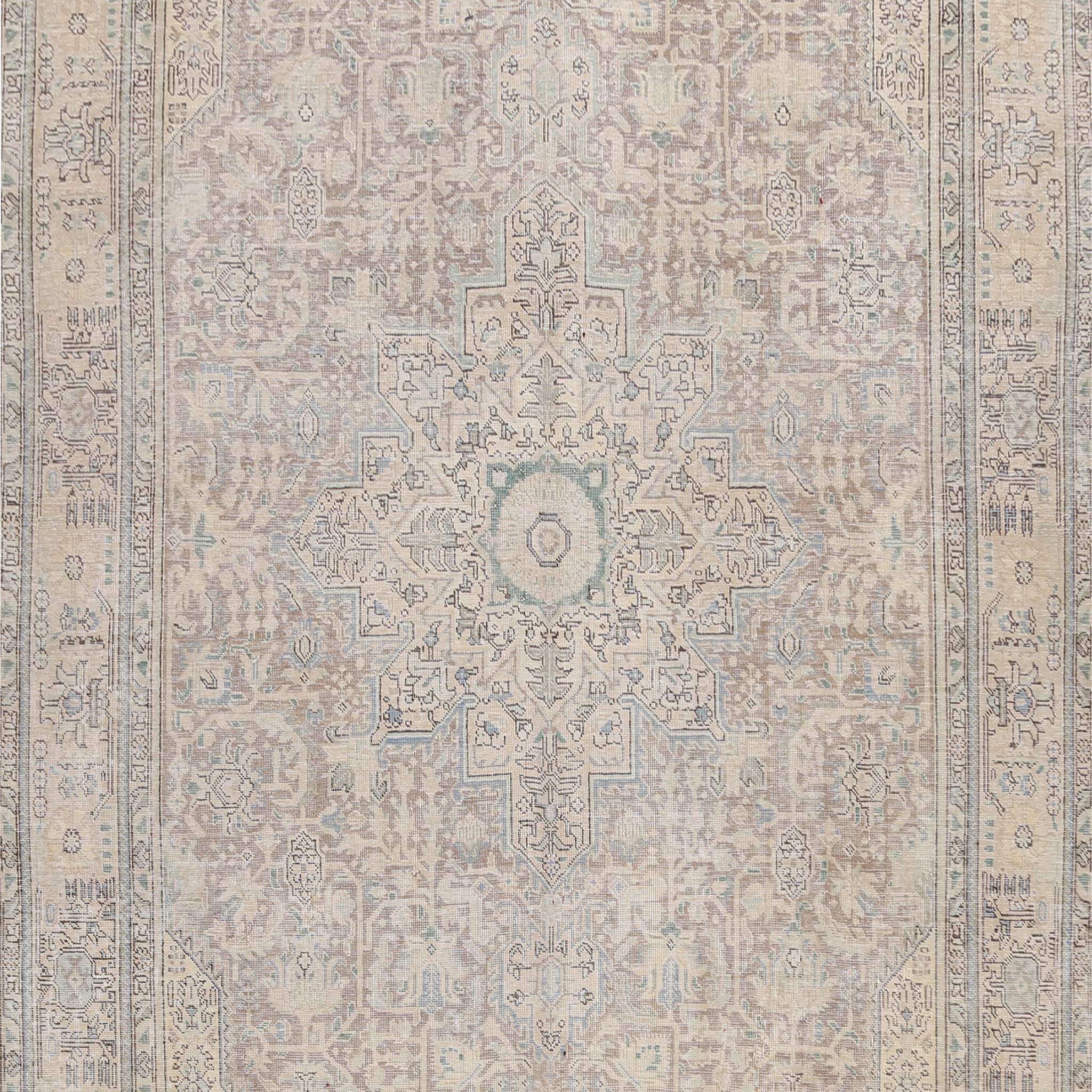 Muted Geometric Tabriz Persian Area Rug 8x11