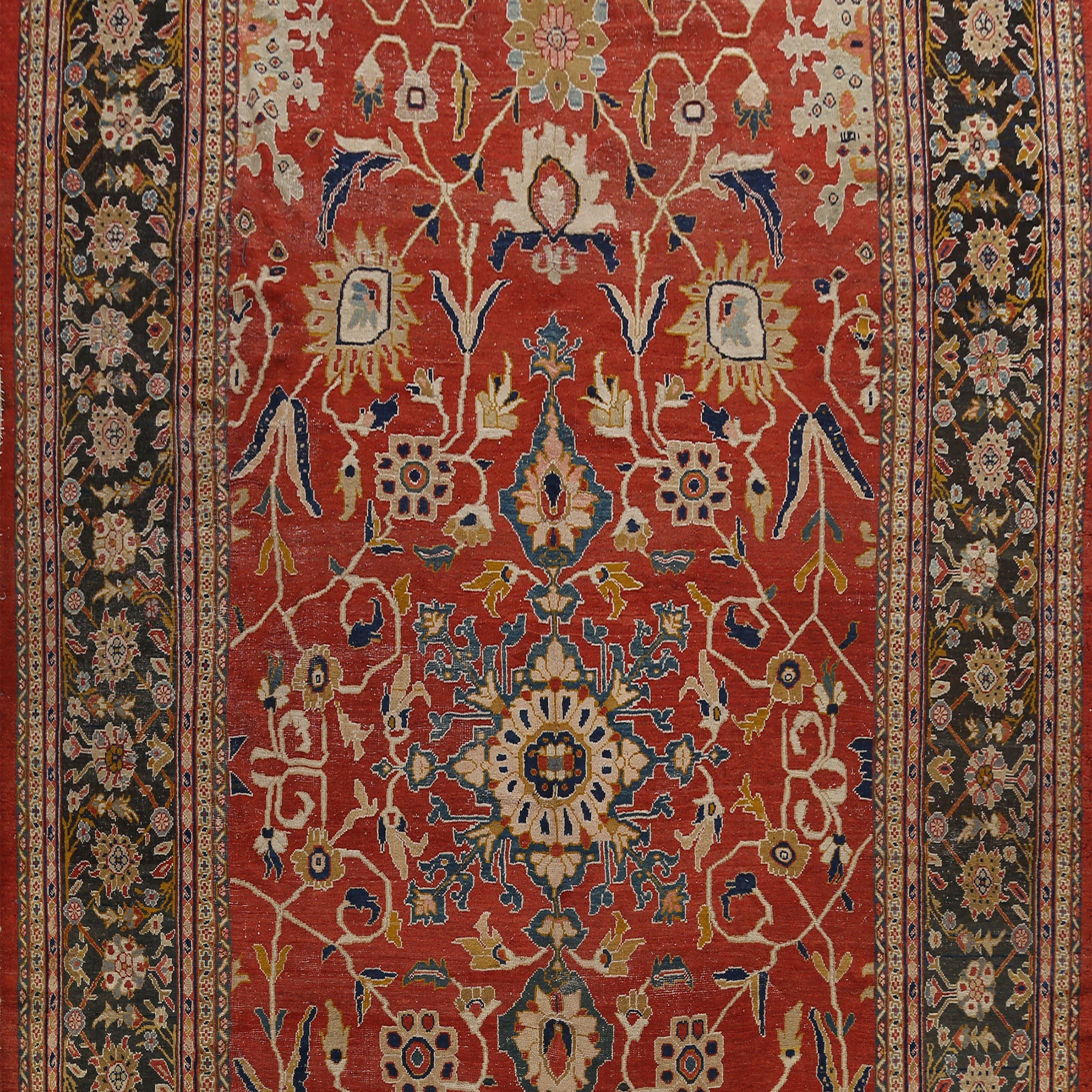 Pre-1900 Antique Sultanabad Vegetable Dye Persian Rug 12x15