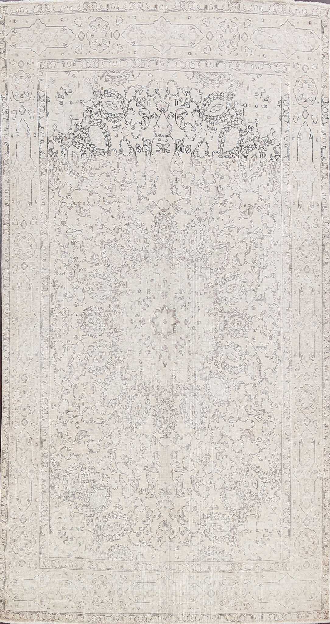 Muted Distressed Tabriz Persian Area Rug 7x10