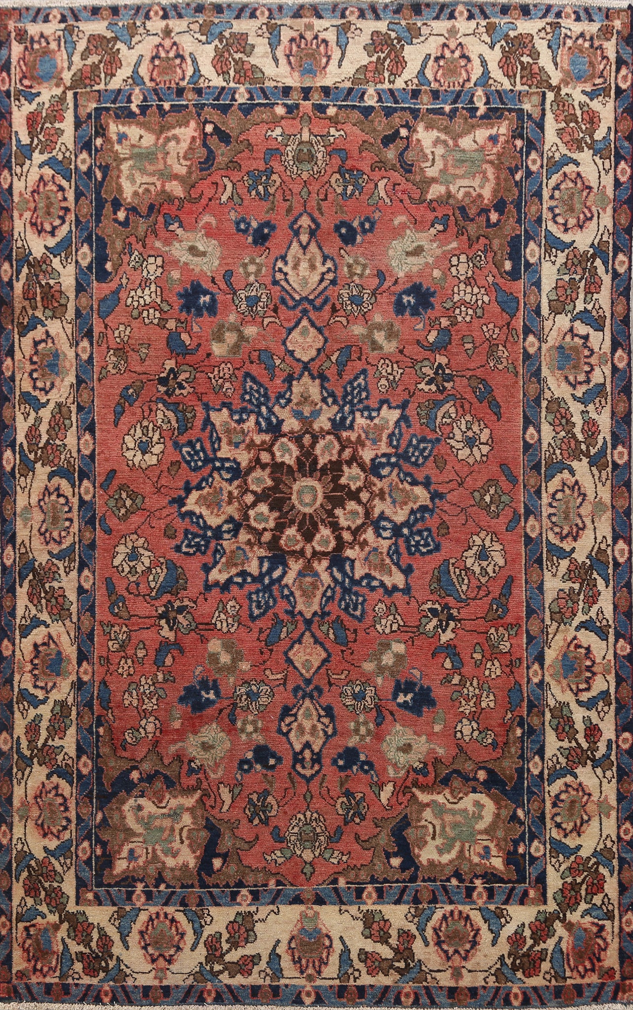 Antique Floral Bakhtiari Persian Area Rug 5x7