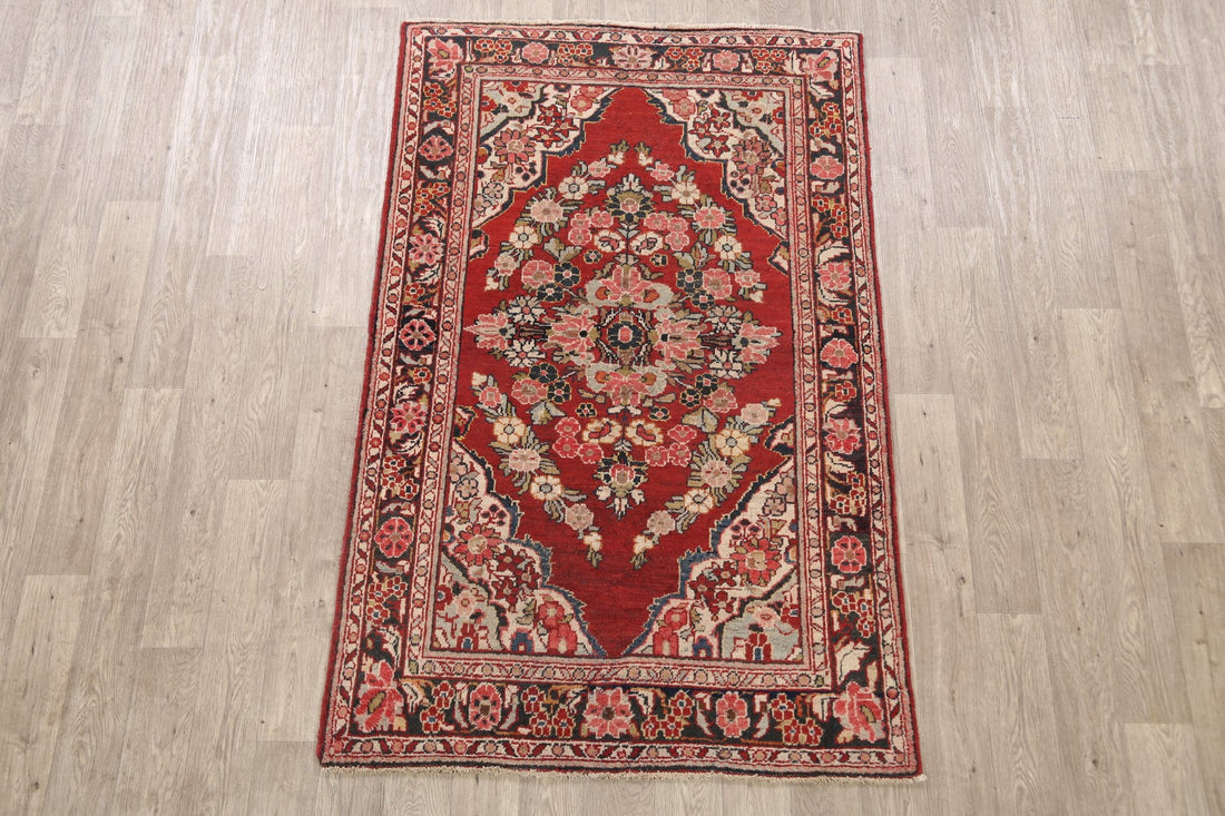 Antique Floral Mahal Persian Area Rug 4x7