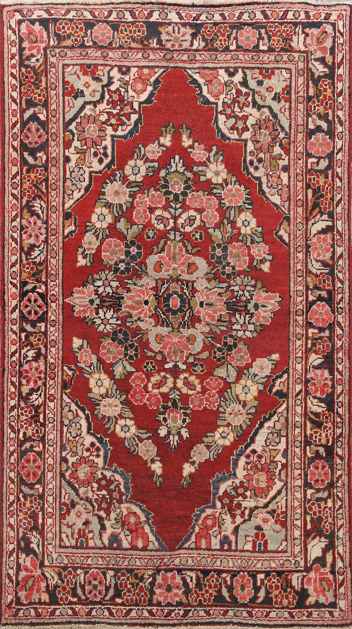 Antique Floral Mahal Persian Area Rug 4x7