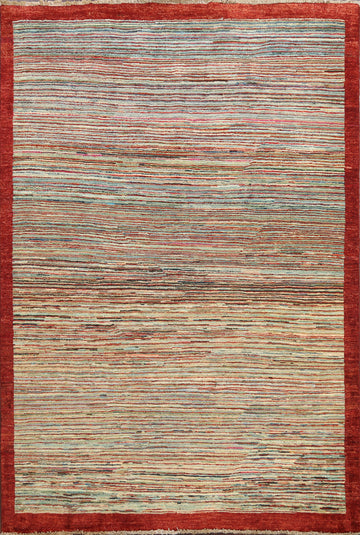 Bordered Gabbeh Kashkoli Oriental Area Rug 5x6