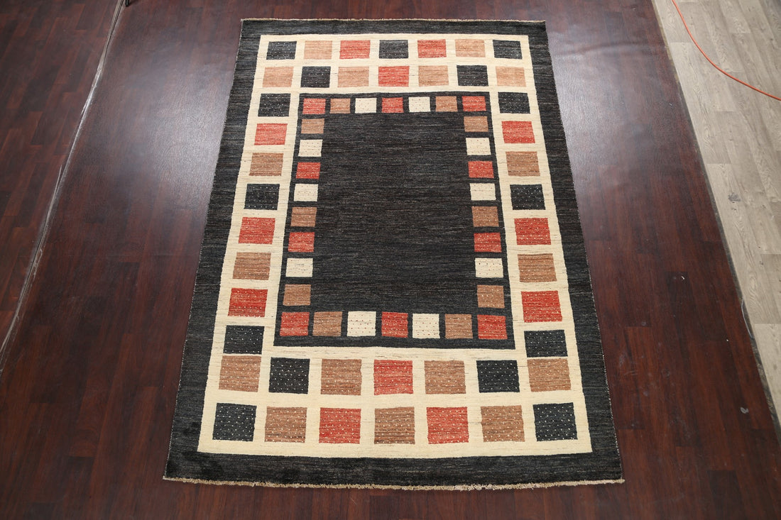 Checkered Gabbeh Kashkoli Oriental Area Rug 7x10