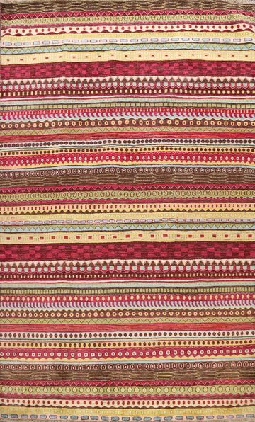 striped Gabbeh Kashkoli Oriental Area Rug 7x9