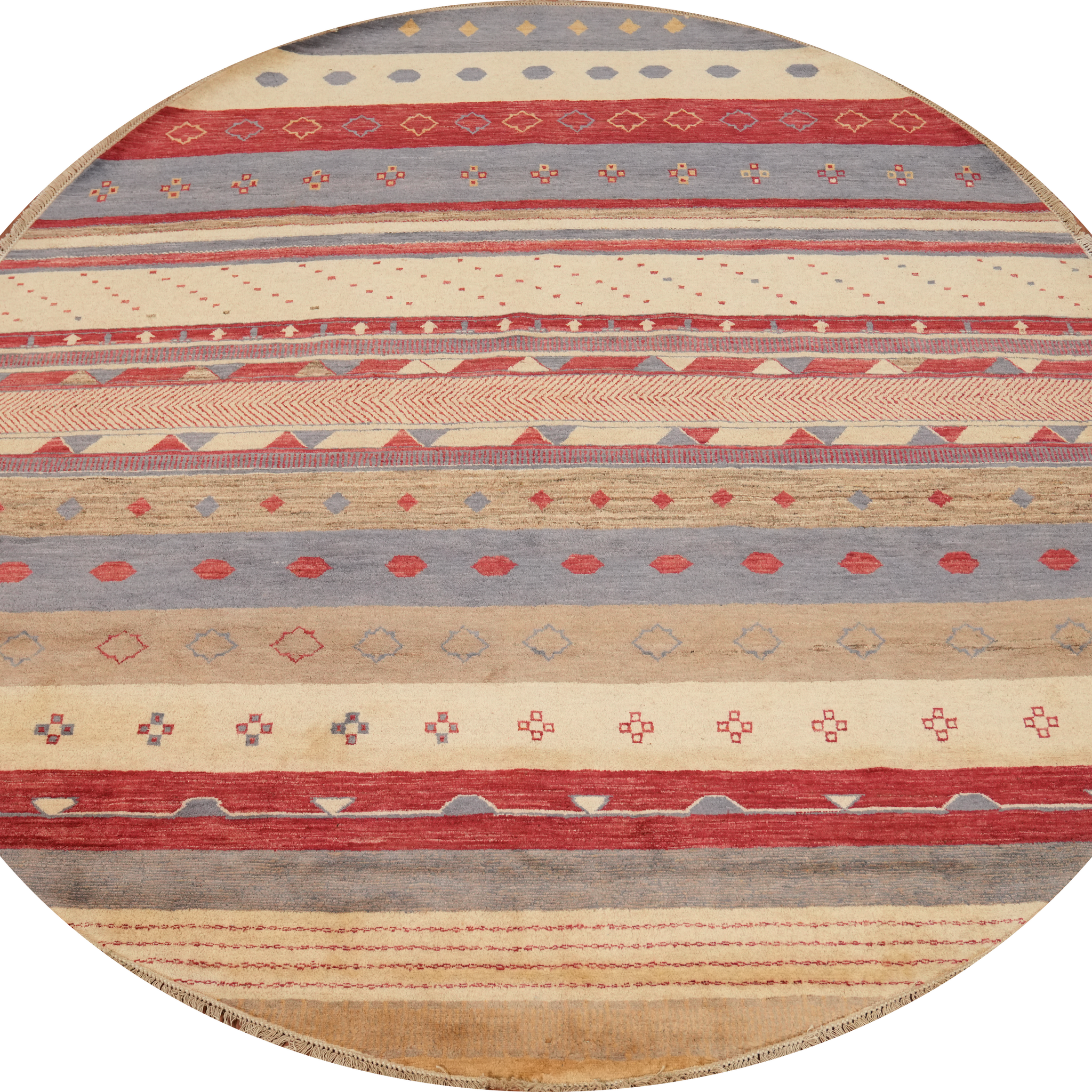 Striped Gabbeh Kashkoli Oriental Area Rug 8x8 Round