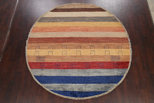 Striped Gabbeh Kashkoli Oriental Area Rug 8x8 Round