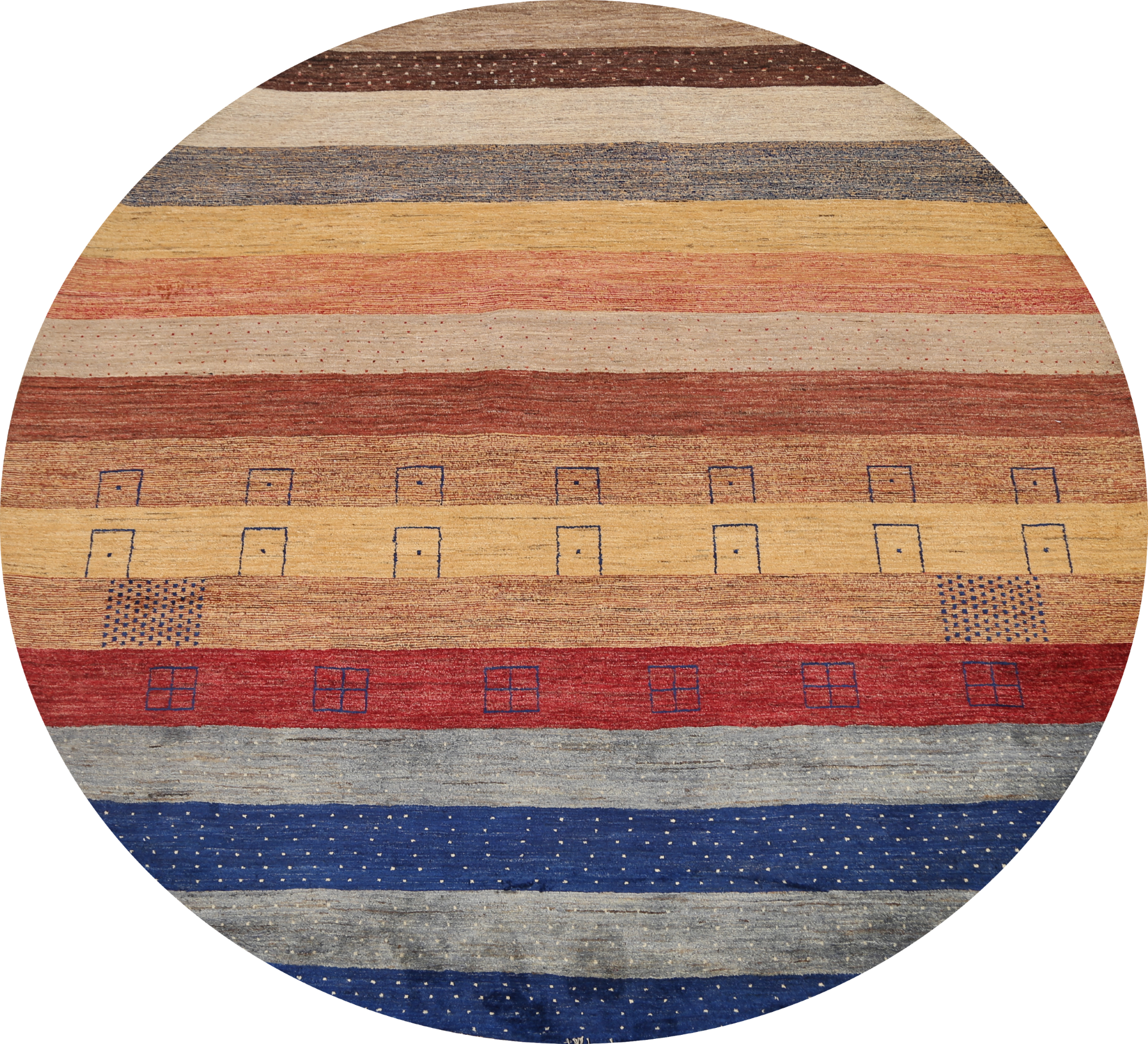 Striped Gabbeh Kashkoli Oriental Area Rug 8x8 Round