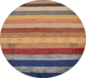 Striped Gabbeh Kashkoli Oriental Area Rug 8x8 Round