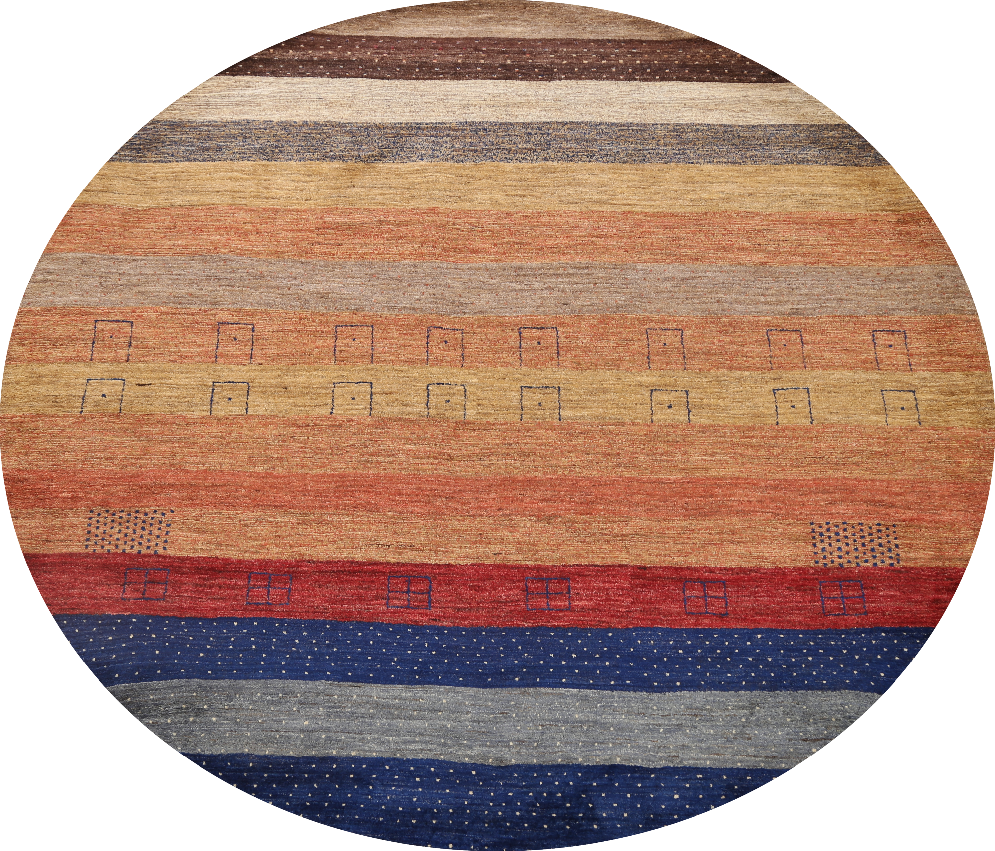 Striped Gabbeh Kashkoli Oriental Area Rug 8x8 Round