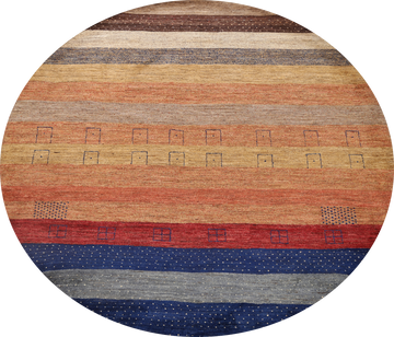 Striped Gabbeh Kashkoli Oriental Area Rug 8x8 Round