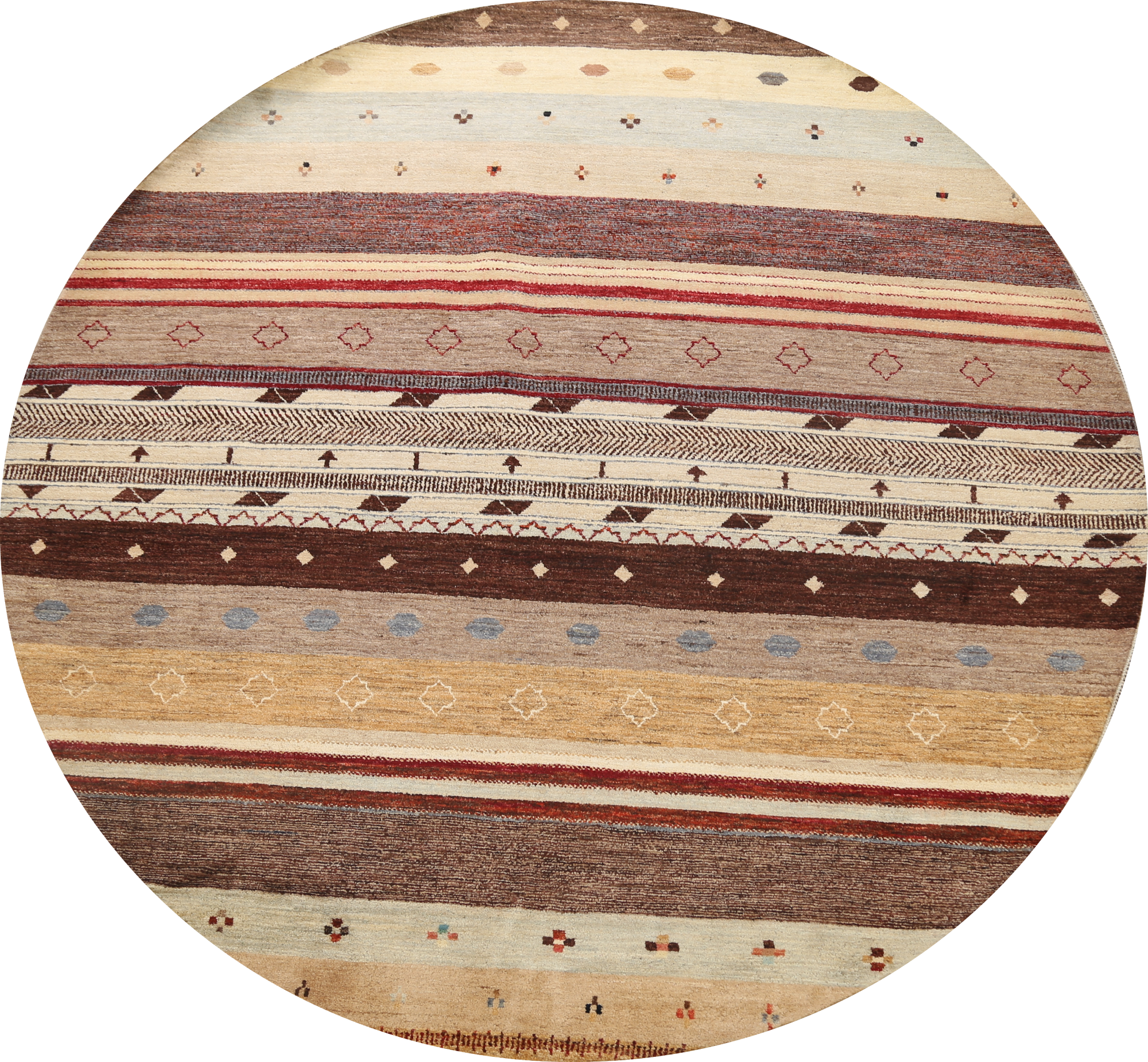 Striped Gabbeh Kashkoli Oriental Area Rug 8x8 Round