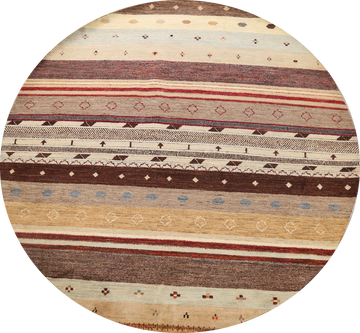 Striped Gabbeh Kashkoli Oriental Area Rug 8x8 Round