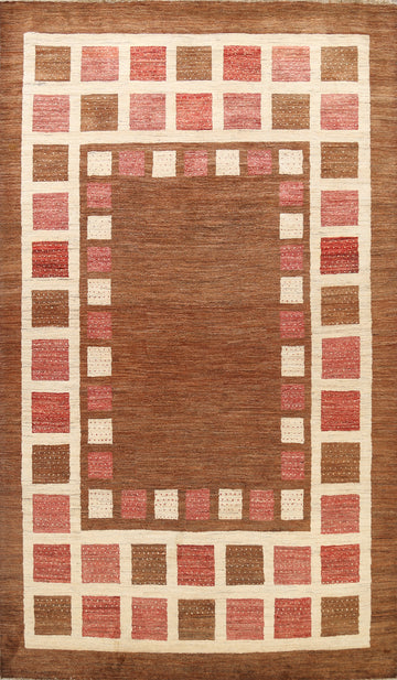 Checkered Gabbeh Kashkoli Oriental Area Rug 7x10