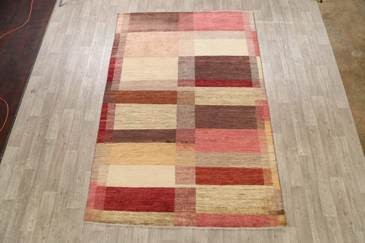 Modern Gabbeh Kashkoli Oriental Area Rug 6x10