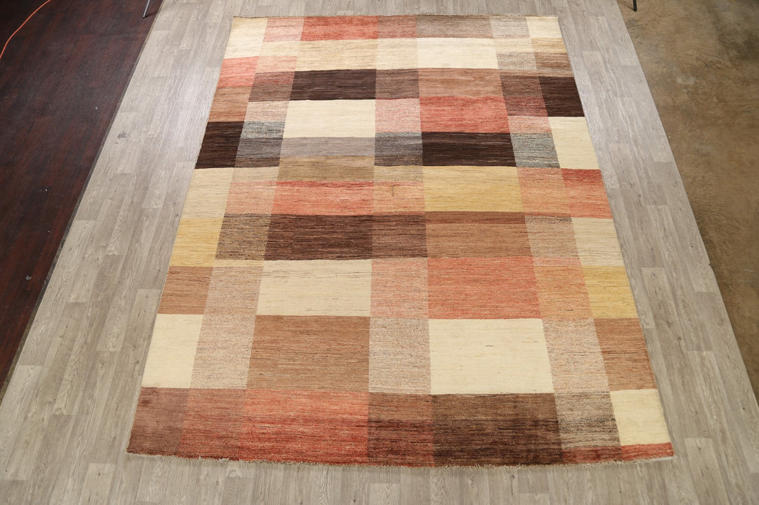 Checked Gabbeh Kashkoli Modern Area Rug 9x12
