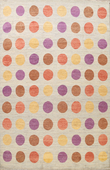 Polka Dot Gabbeh Kashkoli Oriental Area Rug 8x10