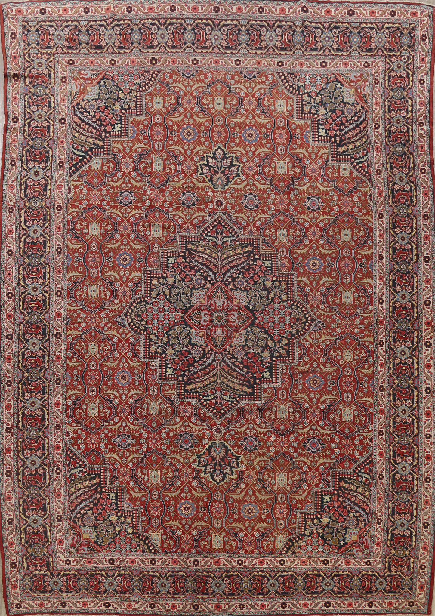 Pre-1900 Antique Sultanabad Persian Area Rug 11x13 Large