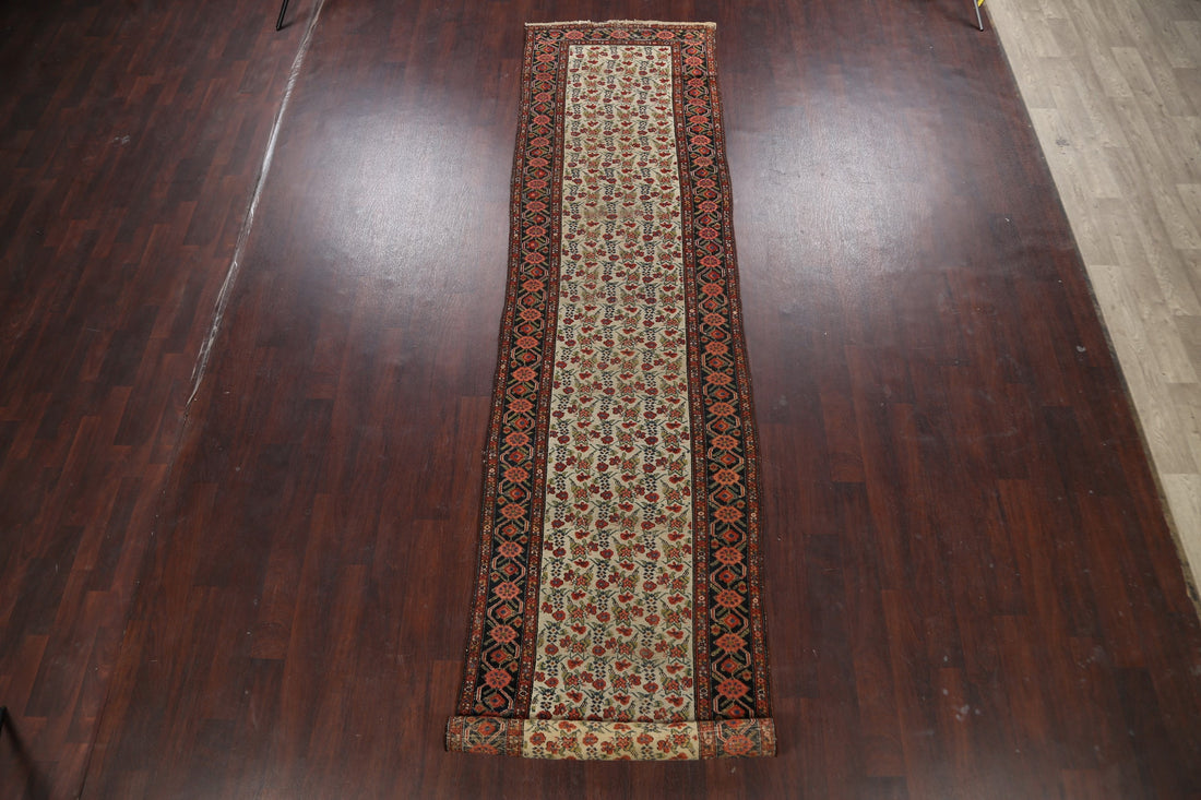 Pre-1900 Antique Vegetable Dye Malayer Persian Runner Rug 3x16