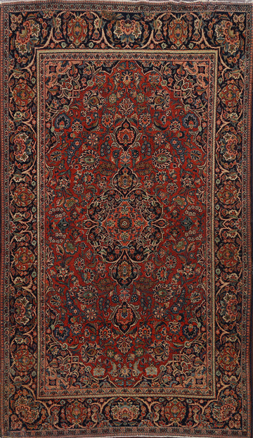 Pre-1900 Antique Vegetable Dye Kashan Persian Area Rug 4x7