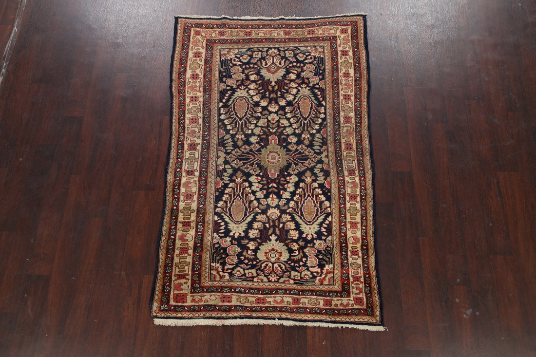 Antique Vegetable Dye Mahal Sarouk Persian Area Rug 4x7