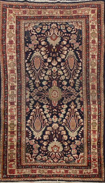 Antique Vegetable Dye Mahal Sarouk Persian Area Rug 4x7