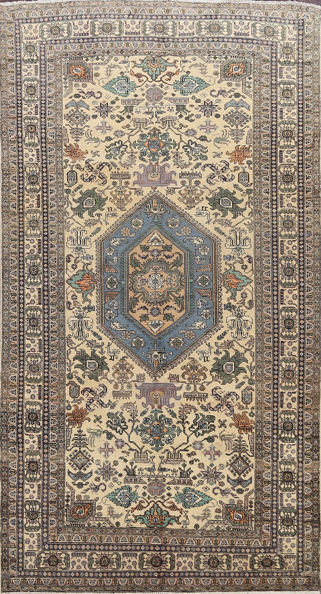 Geometric Animals Design Tabriz Persian Area Rug 5x9