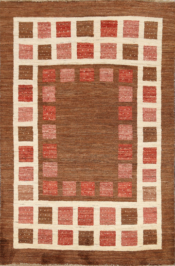 Checkered Gabbeh Kashkoli Oriental Area Rug 5x6