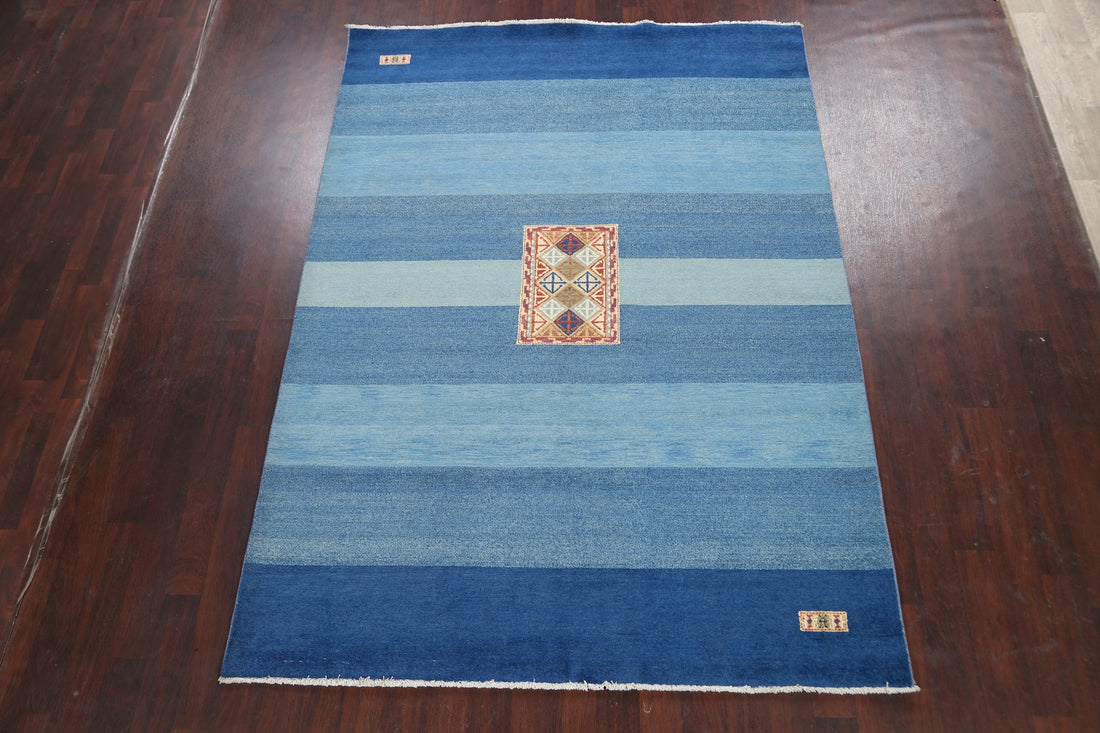 Stripes Modern Gabbeh Kashkoli Oriental Area Rug 7x9