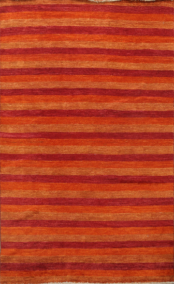 Modern Striped Gabbeh Kashkoli Oriental Area Rug 5x8