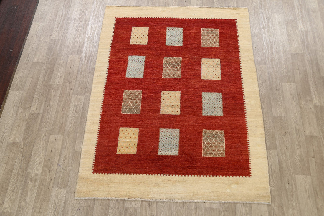 Geometric Modern Gabbeh Kashkoli Oriental Area Rug 6x8