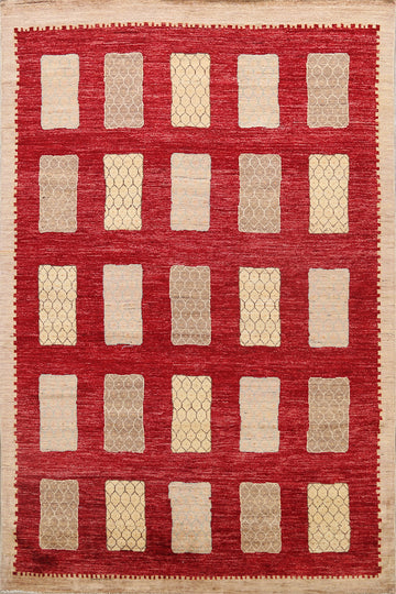 Geometric Red Gabbeh Kashkoli Oriental Area Rug 6x8