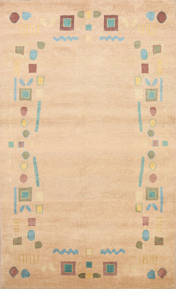 Modern Gabbeh Kashkoli Oriental Area Rug 6x9