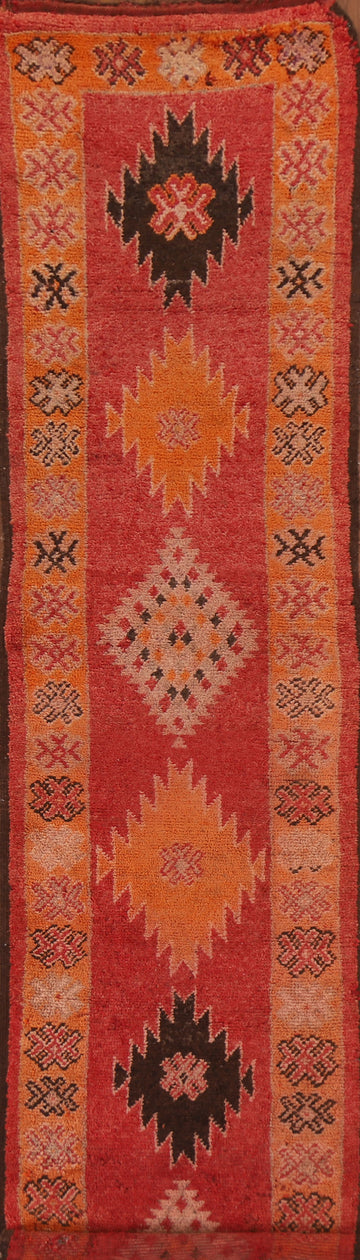 Vintage Moroccan Wool Runner Rug 3x13