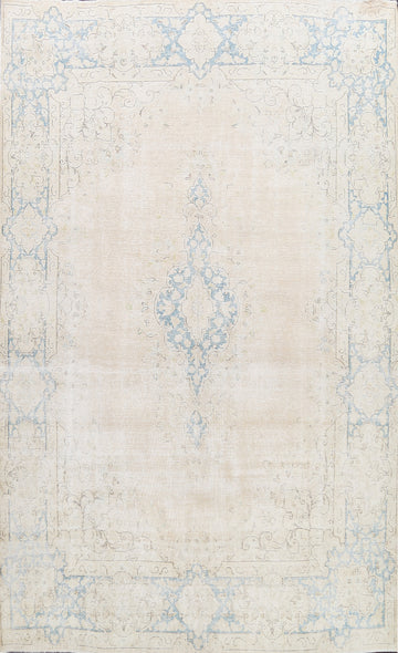 Muted Distressed Kerman Persian Area Rug 8x11