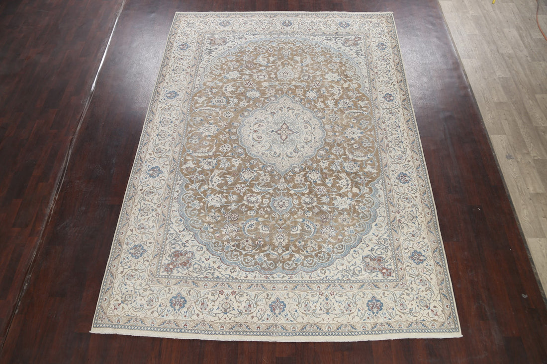 Muted Floral Nain Persian Area Rug 8x12