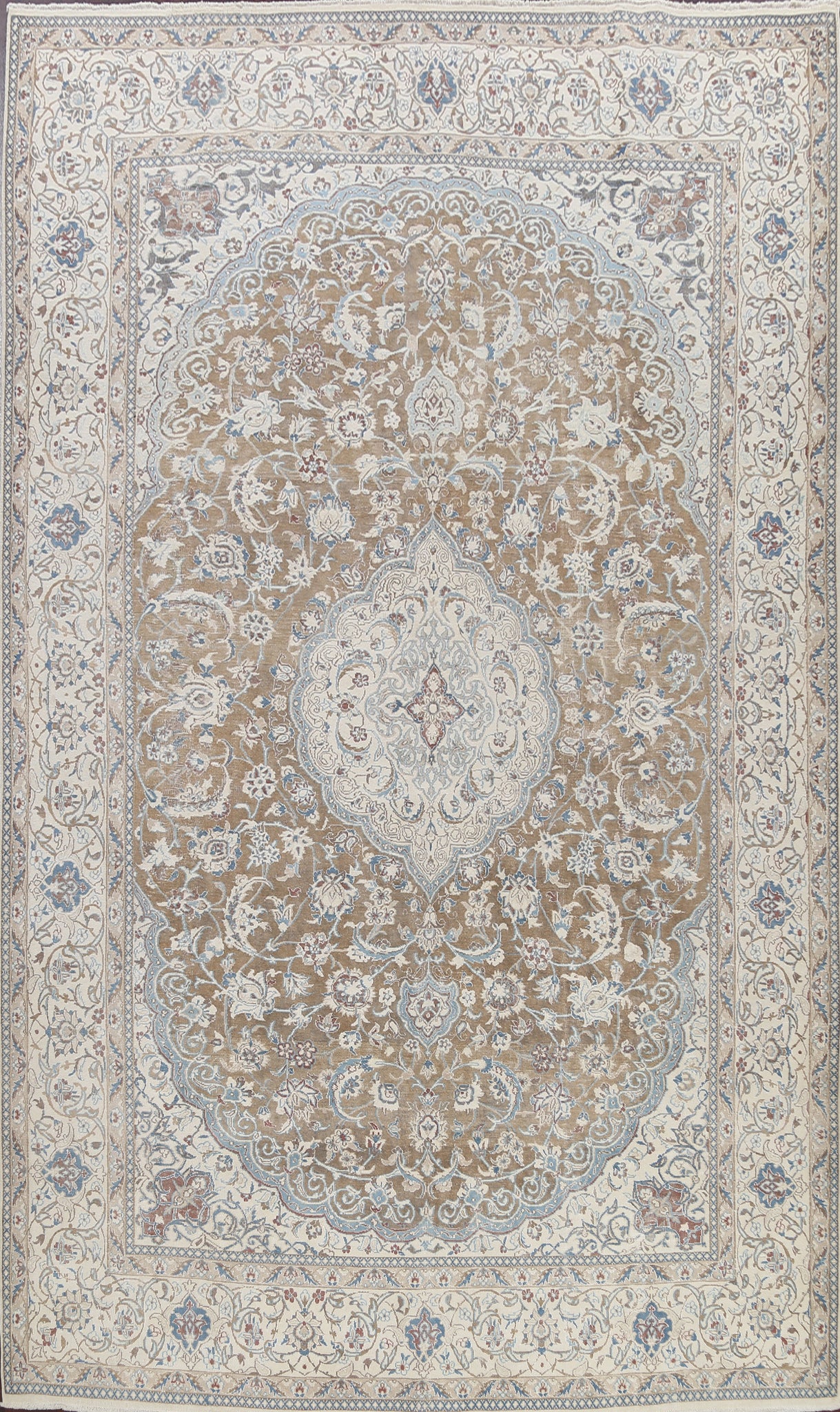 Muted Floral Nain Persian Area Rug 8x12