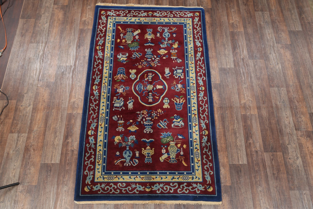 Pictorial Art Deco Oriental Area Rug 5x8