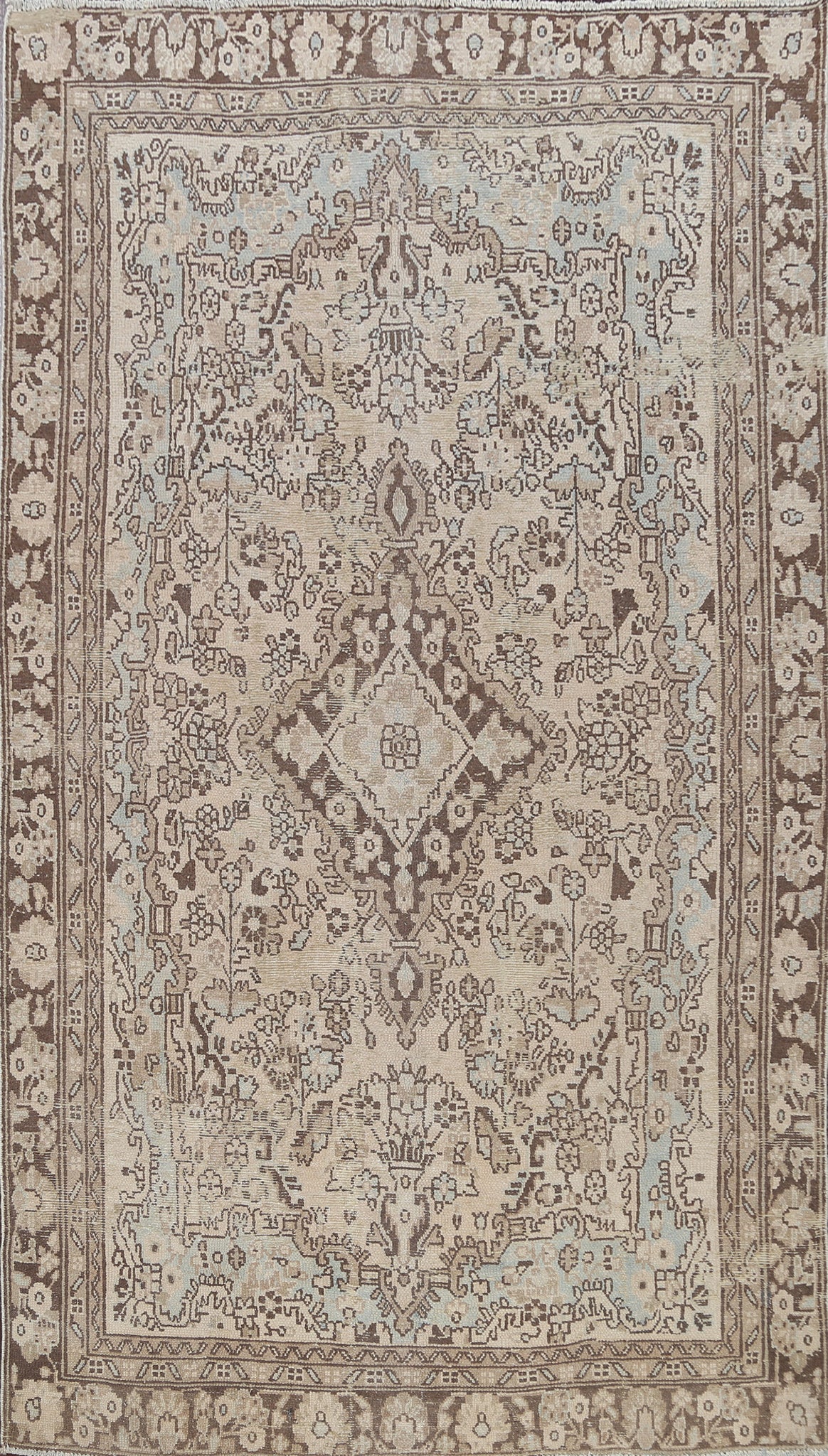 Muted Floral Hamedan Persian Area Rug 6x9