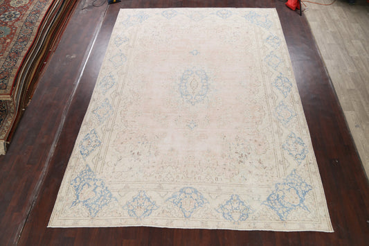 Muted Distressed Kerman Persian Area Rug 9x13